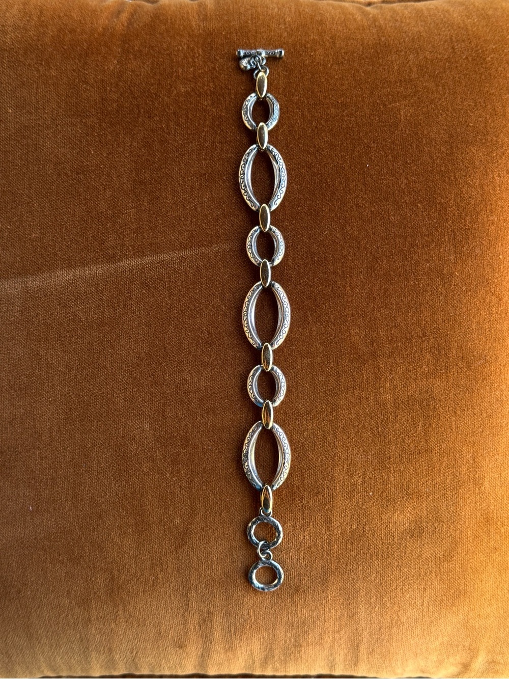 Brighton Alta Brushed Silver Filigree Oval Link Bracelet